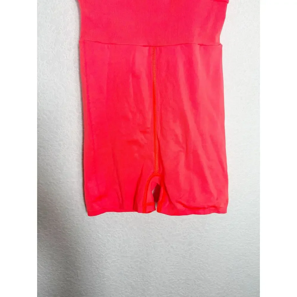 Free People FP Movement Every Single Time Runsie Size M/L Neon Coral Romper